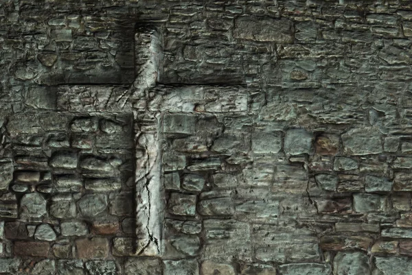 क्रॉस जुनी भिंत — स्टॉक फोटो, इमेज