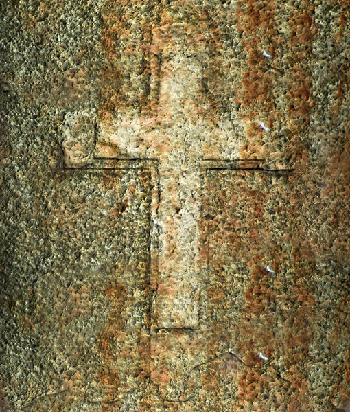 Cross on the strange wall — Stock Photo, Image