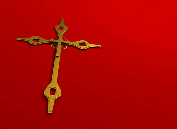 Cruz de oro sobre fondo rojo —  Fotos de Stock