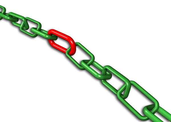 Illustrazione 3d di un gruppo di verde fine catena rossa — Foto Stock