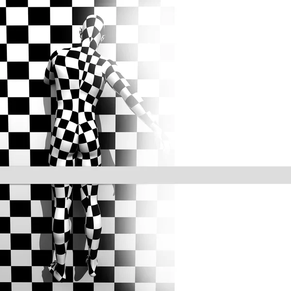 Шахматист на клетчатой стене — стоковое фото