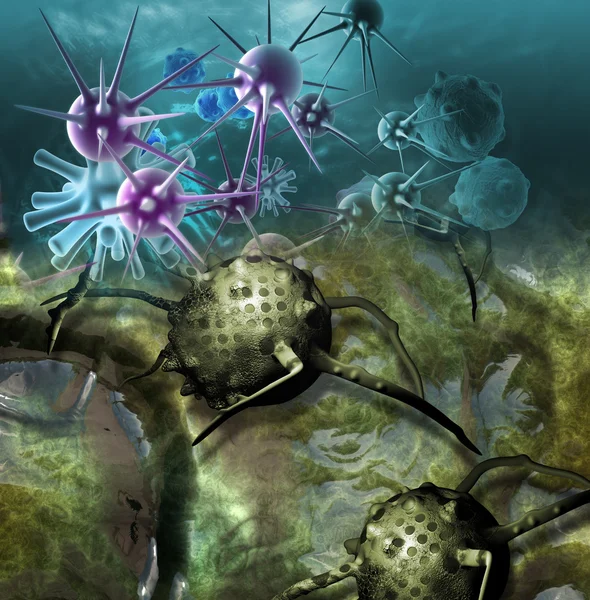 Cancer cell made in 3d software — Stock Photo, Image