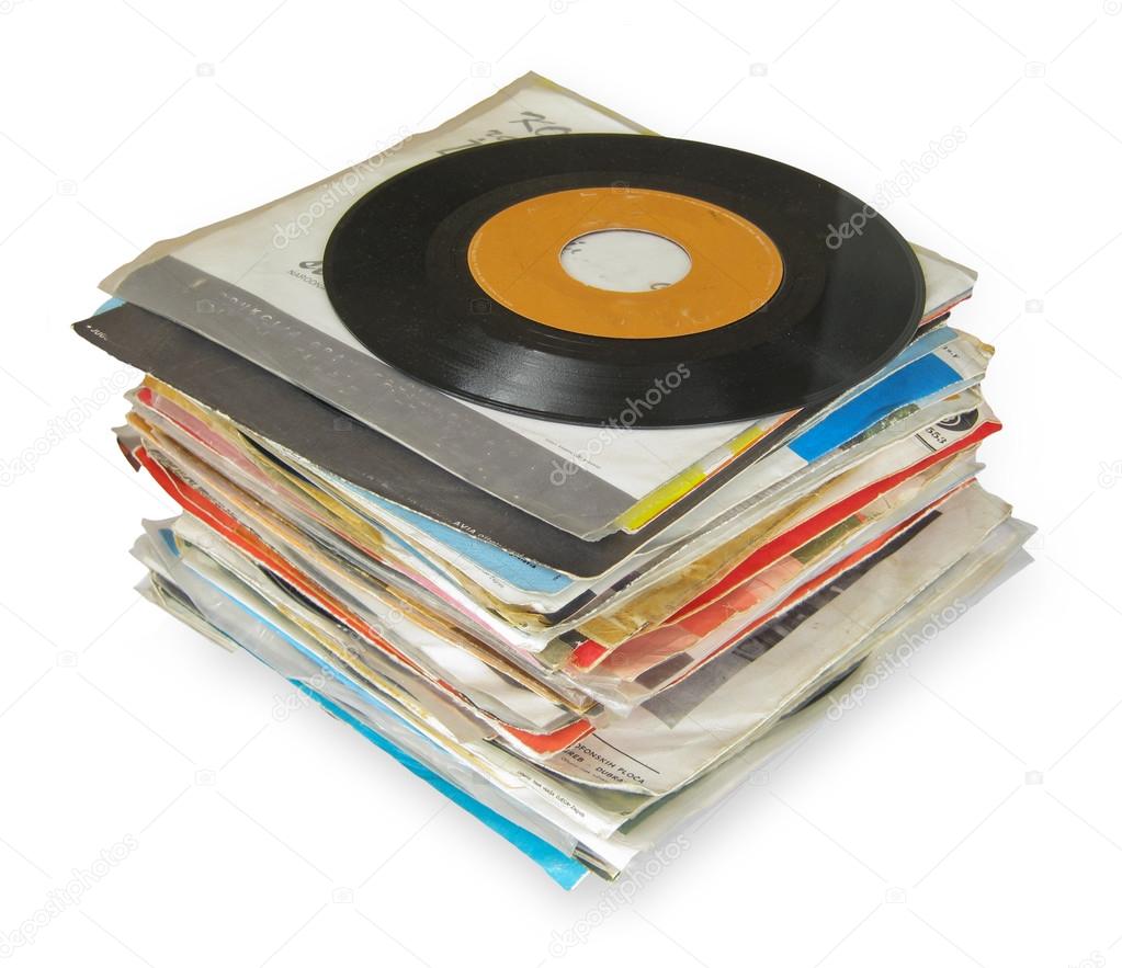 Close up of Old Vinyl Records