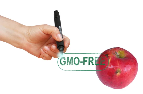 Aplle gmo-free ștampilă — Fotografie, imagine de stoc