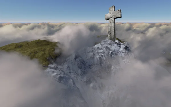 Kreuz über den Wolken — Stockfoto