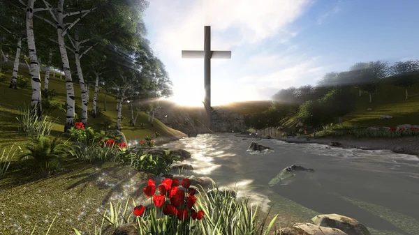 Cross on a hill — Stock Photo, Image