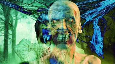 3D illüstrasyon - Efektli Korkunç Zombi