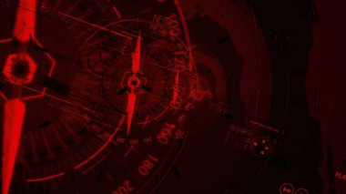 3D illüstrasyon - HUD yakınlaştır. Geleceğin teknolojik arayüzünde uçuyor.