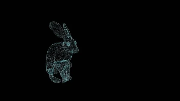 Дротяна Рамка Ілюстрація Кролика Працює Чорному Тлі — стокове фото
