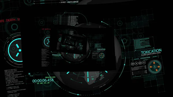 Illustration Hud Zoom Fliegen Durch Futuristische Technologische Schnittstelle — Stockfoto