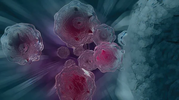 3d illustration - Damaged And Disintegrating Cancer Cell in frozen condition