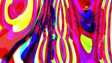 3D illüstrasyon - Soyut Psikedelik ve Garip Dijital Fütüristik Arkaplan 