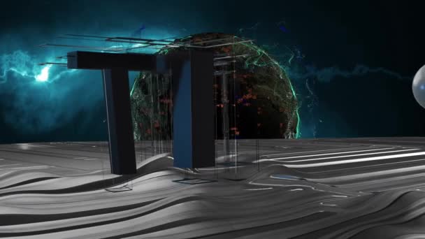Анімація Чистого Футуристичного Інопланетного Наукового Фентезі Ангарного Тунельного Коридору Рендеринга — стокове відео