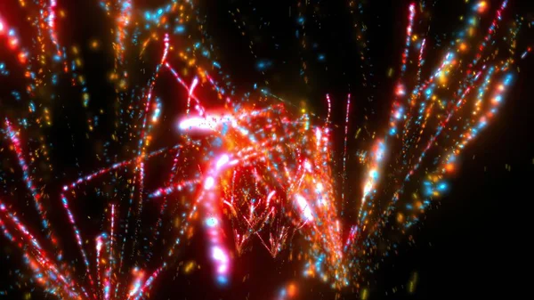 Illustration Magic Fireworks Particles Sparks Black Background — Stock Photo, Image