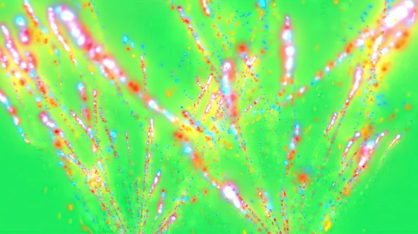 Illusztráció Magic Tűzijáték Részecskékkel Szikrákkal Zöld Képernyőn — Stock Fotó