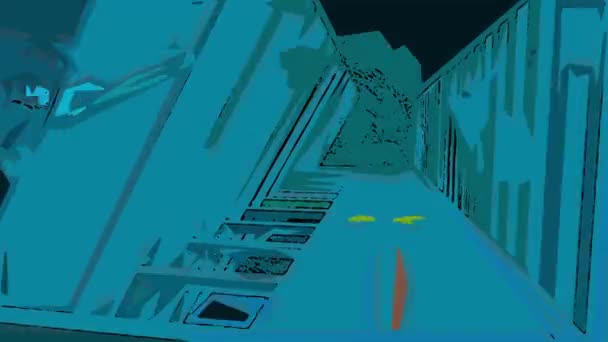 Animation Clean Futuristic Alien Sci Fantasy Landscape Comic Style Halftone — Αρχείο Βίντεο