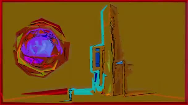 Анимация Чистого Футуристического Фантастического Фантастического Ландшафта Стиле Комикса Полутона Текстур — стоковое видео