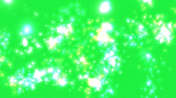 Εικονογράφηση Σωματιδίων Αφηρημένη Glitter Κοσμικές Φωτοβολίδες Πράσινη Οθόνη — Φωτογραφία Αρχείου