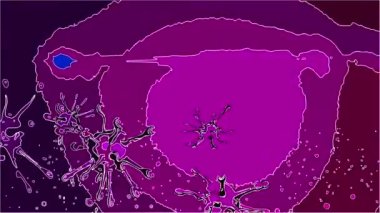 Çizgi roman tarzında 2D animasyon - İnsan vücudunda kanser hücresi kavramı