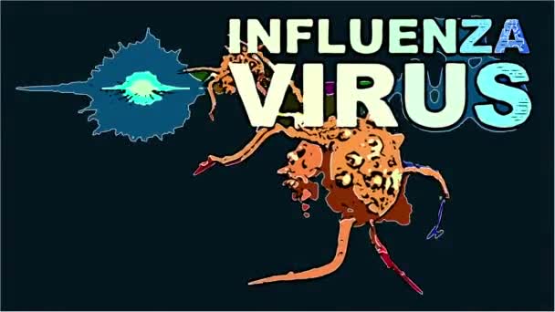 Animatie Stripstijl Illustratie Van Influenza Virus Cellen — Stockvideo