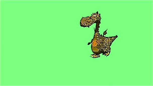 Animation Dans Style Comique Danse Dragon Mignon Sur Plancher Isolé — Video