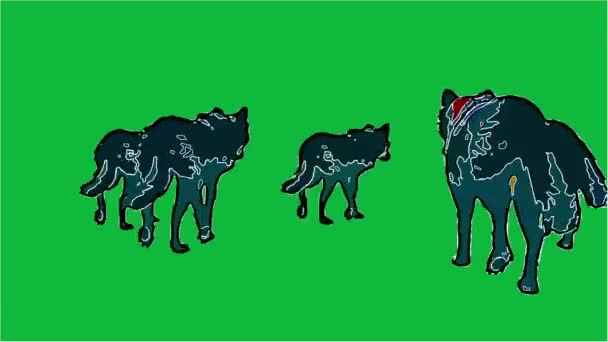 Animation Comic Style Wolfs Walks — Stock Video