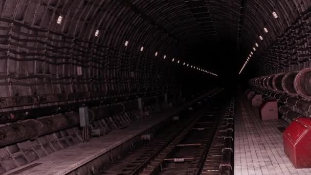 Gör Animering Mörka Gamla Övergivna Tunnelbanetunneln — Stockvideo