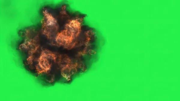 Illustration Boule Feu Sur Écran Vert — Photo