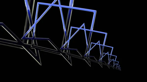 Εικονογράφηση Τρίγωνα Και Γεωμετρικά Σχέδια Των Μπλε Γραμμών Μαύρο Φόντο — Φωτογραφία Αρχείου