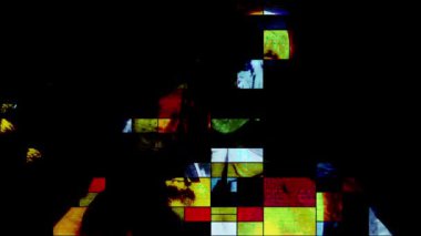 animasyon - Renkli dikdörtgenler mondrian stil sanat illüstrasyonu