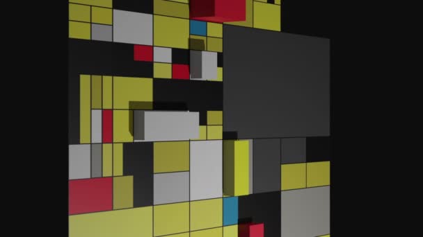 Animation Colorful Rectangles Mondrian Style Art Illustration — ストック動画