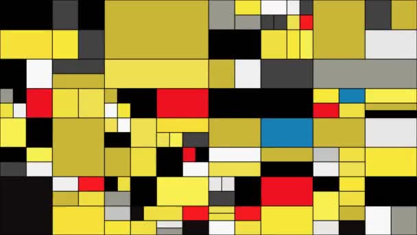 Animation Colorful Rectangles Mondrian Style Art Illustration — ストック動画