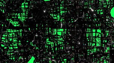 Modern bilim kurgu arkaplanı olarak kullanılan soyut tel şekli - yeşil ekranda 3D animasyon