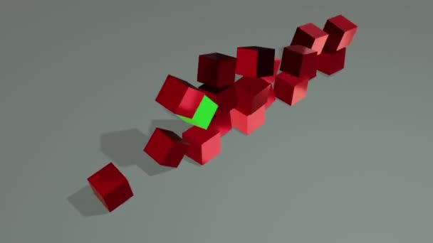 Würfel Und Kugeln Fallen Auf Einen Hintergrund Animation Geometrischer Formen — Stockvideo