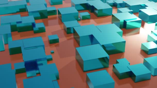 Візуалізація Абстрактного Фону Зробленого Великої Кількості Прямокутної Геометрії Примітивних Форм — стокове відео