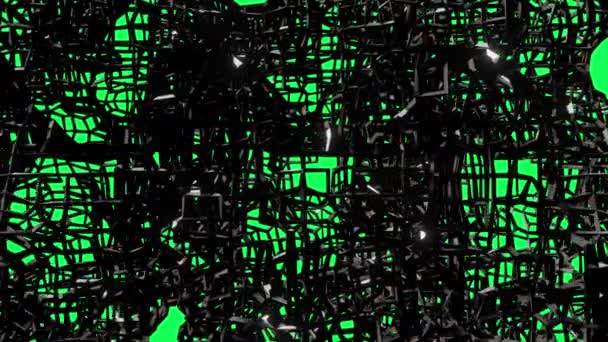 現代のSf背景として使用した抽象的なワイヤ形状 緑の画面上の3Dアニメーション — ストック動画