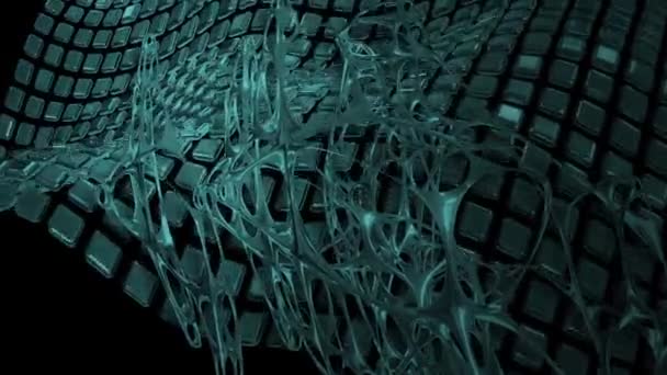 Rendering Abstrakten Hintergrund Mit Wellen Aus Vielen Rechteck Geometrie Primitive — Stockvideo