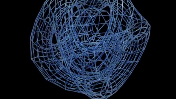 Abstract Background Animation Rotating Futuristic Blue Wireframe Structure — Stock Video