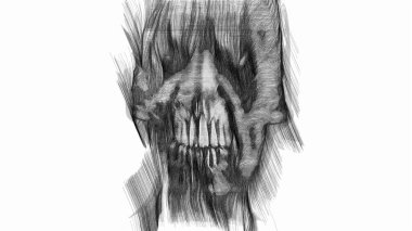 3D illüstrasyon - Korkunç Efektli Korkunç Zombi