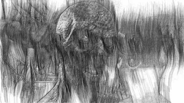 Ilustração Zombie Horror Com Efeitos Assustadores — Fotografia de Stock