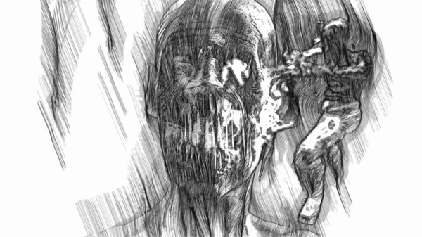 Illustrazione Horror Zombie Con Effetti Spaventosi — Foto Stock