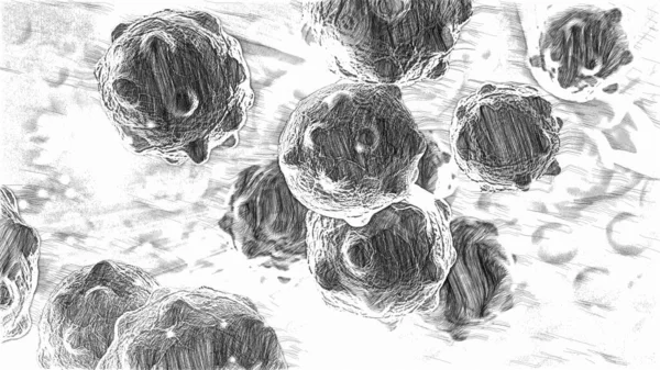 Illustration Eine Beschädigte Und Zerfallende Krebszelle — Stockfoto