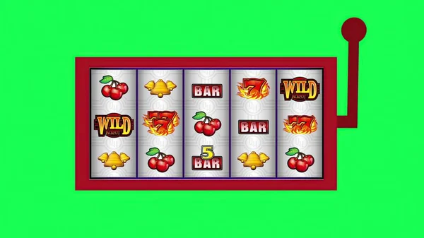 Illustration Slot Machine Winning Green Screen — Stock Photo, Image