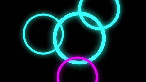 Illustration Blue Purple Neon Glowing Circles Black Background — Stock Photo, Image