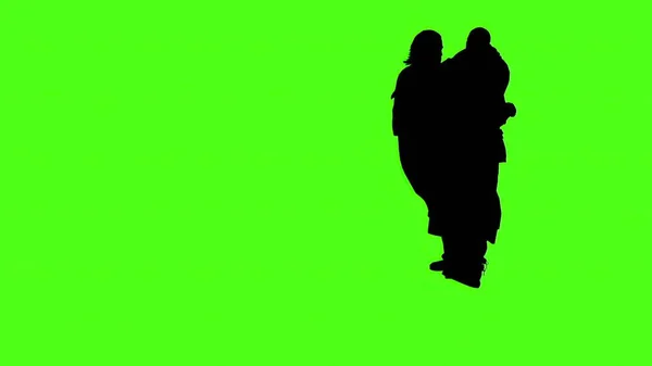 Illustration Silhouetten Von Menschen Physische Konfrontation Auf Grünem Bildschirm — Stockfoto