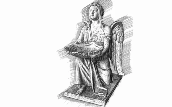 3Dイラスト 白い背景に翼を持つ女性天使 — ストック写真
