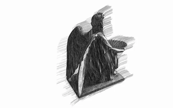 3Dイラスト 白い背景に翼を持つ女性天使 — ストック写真
