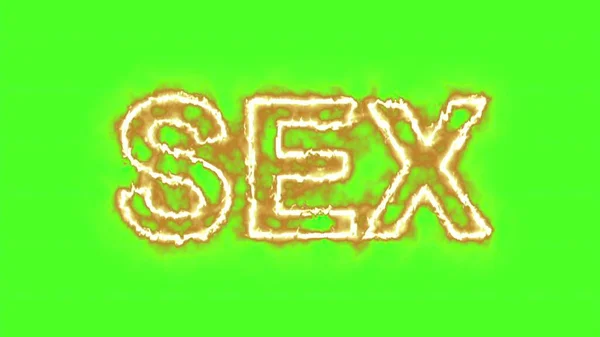 Ilustración Palabra Sex Quema Fuego Pantalla Verde —  Fotos de Stock