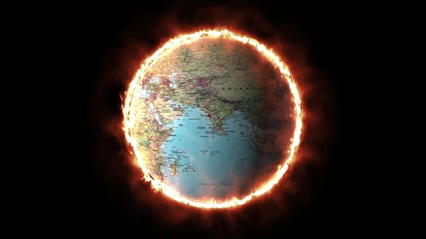 Illustration Von Burning Earth Planet — Stockfoto