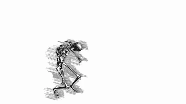 Ilustração Granada Lançamento Esqueleto Separada Tela Branca — Fotografia de Stock
